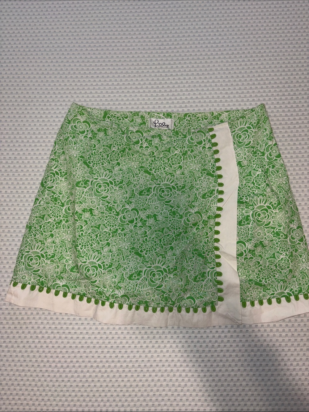 Lilly Pulitzer Green and White Floral Mini Skirt